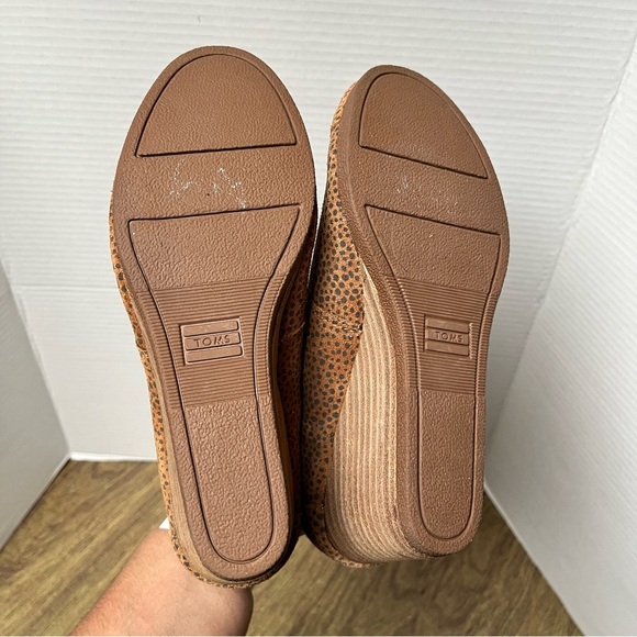 Toms Kala Suede Wedge Brown Booties Cheetah Print Ankle Boots Size 7 - Picture 8 of 11